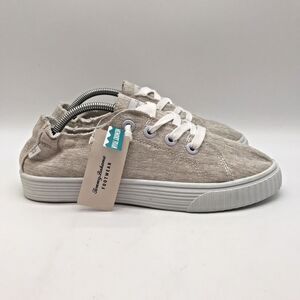 NEW Tommy Bahama S968 Canvas Sneakers Women's 7.5 Tan Stretch Slip-On Beach Shoe